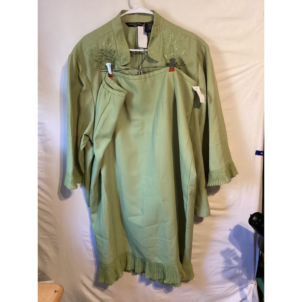 2189 Samantha Rose Womans Embroidered Top and Skirt Matching Set Lime Size 28W